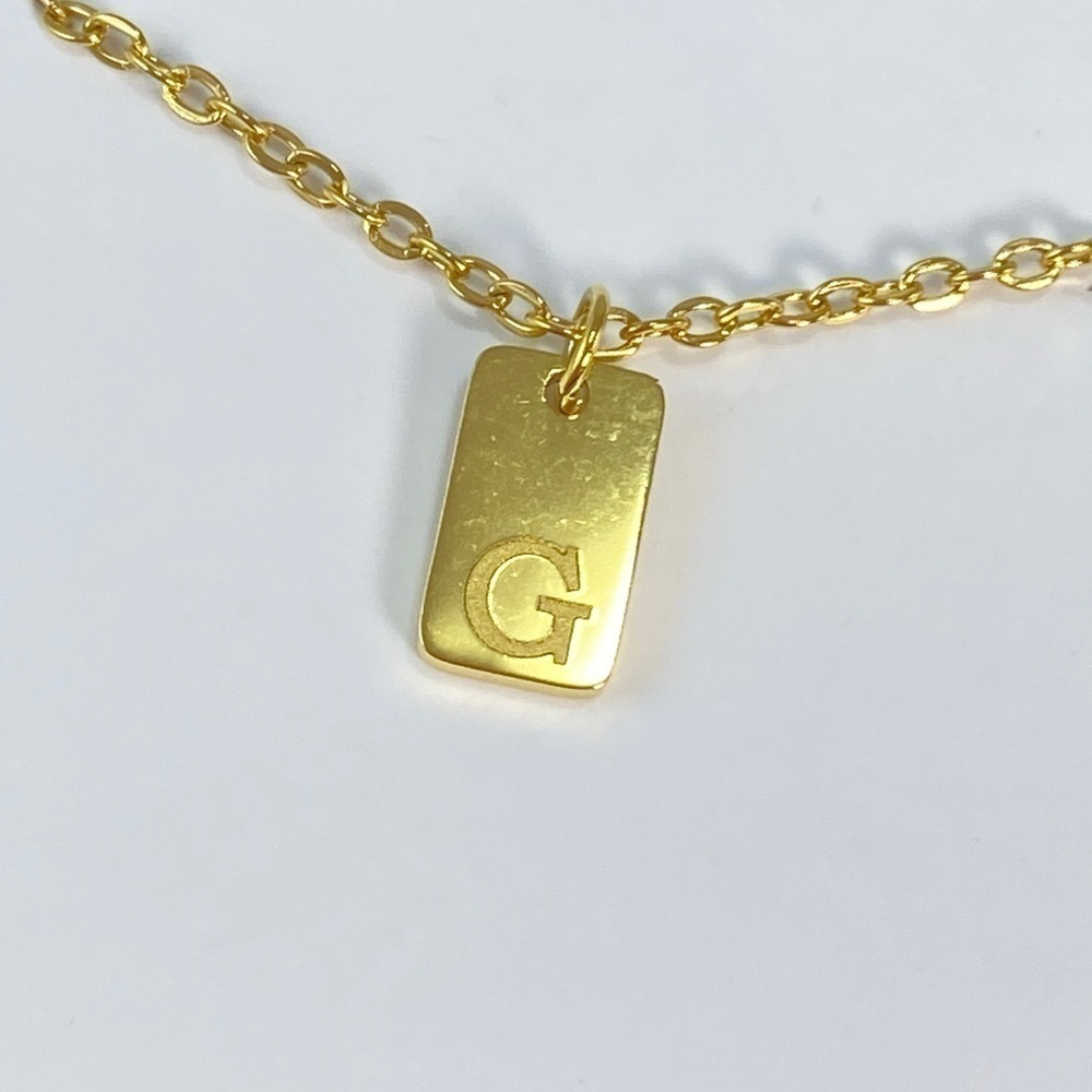 Initial Letter G Tag Necklace